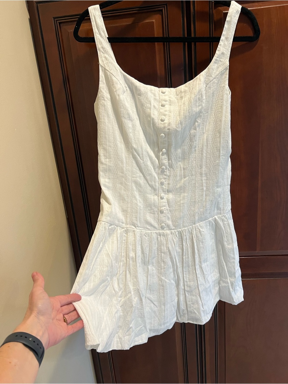 NWT Lulus Khamari White Textured Drop Waist Bubble-hem Mini Dress - M - Picture 12 of 13